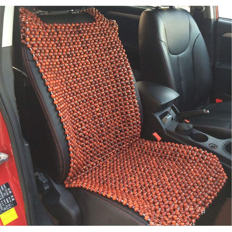 HomDSim Wood Beaded Auto Car Front Seat Cover,Natural Rosewood Wooden Bead Cool Refreshing Back Massaging Comfort Cushion Mat,Premium Quality Universal for Car Truck on Summer - Image 1